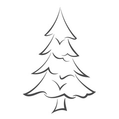 Christmas tree vector illustration. Merry Christmas tree icon. Fir tree sketch.