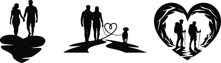 Silhouettes of families forming hearts a visual representation of love and connection