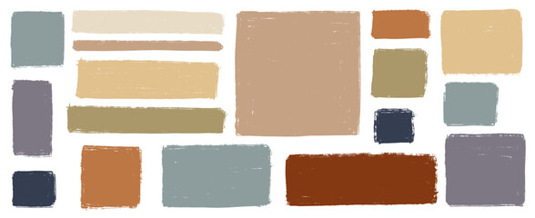 Fototapeta premium Set of hand drawn organic textured square and rectangle shapes