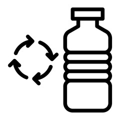 Plastic Bottle with Recycling Symbol Icon