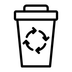 Trash Bin Recycling Symbol Eco Icon Outline