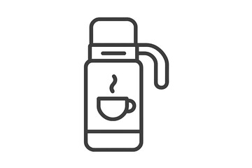 Outline icon of portable thermos flask with hot beverage symbol