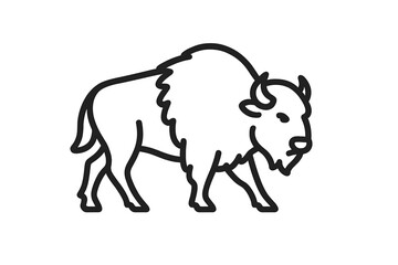 American bison walking in side profile simple outline graphic symbol