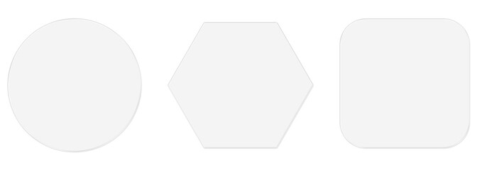 Frosted Glass Geometric Shapes, Glass plate, Screen reflection, Clear glass showcase, Glass sheet, Glassmorphism UI Icon and Button Set on Transparent Background