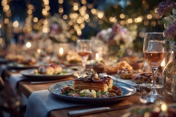 Naklejka premium Luxurious Countryside Evening Outdoor Feast