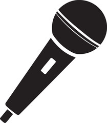 Black microphone with white details on a white background