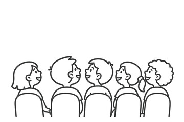 Happy diverse group of children watching from behind