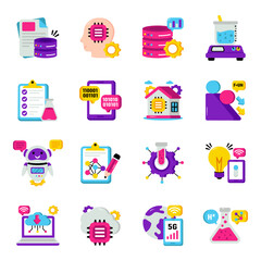 Set of Data Flat Icons