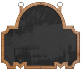 Wooden frame chalkboard sign isolated on a transparent background blackboard