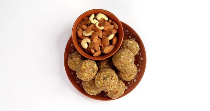 Traditional Dink laddu made from edible gum and dry fruits, called Dinkache ladoo or gond ke laddoo