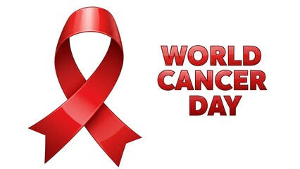 World cancer day awareness ribbon and text illustration for support and remembrance