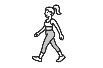 Woman power walking or jogging in profile wearing athletic fitness clothing