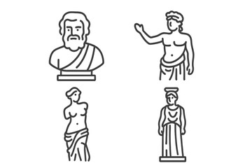 Ancient Greek and Roman classical sculpture busts and full-body statues