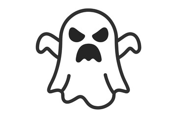 Simple angry ghost character outline icon for spooky holiday