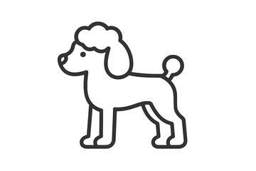 Stylized outline icon of a standing poodle dog profile view