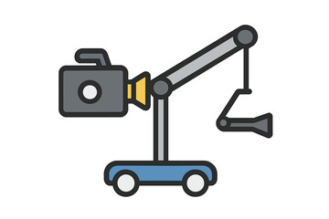 Mobile camera jib crane on wheels for professional film production