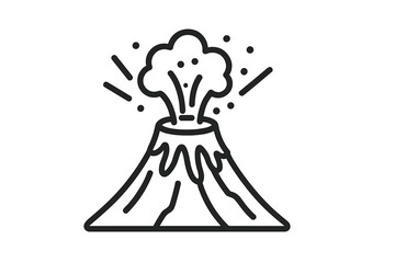 Outline icon of an erupting volcano spewing smoke and ash
