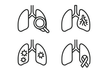 Human lungs icons for disease diagnosis and health awareness symbols