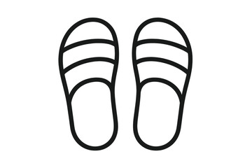 Outline drawing of a pair of simple shower slides footwear