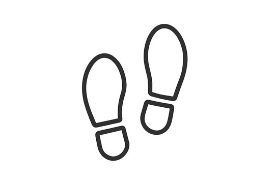 Simple outline of two human shoe footprints moving forward