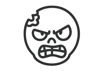 Furious zombie head icon featuring a prominent bite mark outline