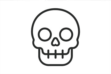 Simple black outline human skull icon front view