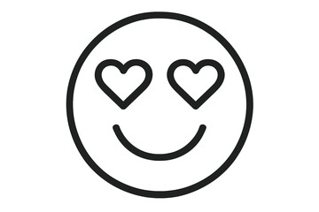 Minimalist heart eyes smiley face outline icon
