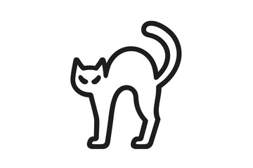 Stylized black cat icon with arched back and angry eyes © Andrei