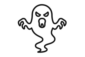 Angry screaming ghost outline icon for spooky holiday design