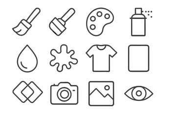 Creative tools and media symbols for design and artistic concepts