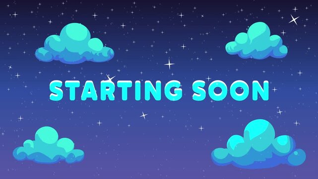 Starting Soon Stream Overlay Template with Cute Night Sky Clouds