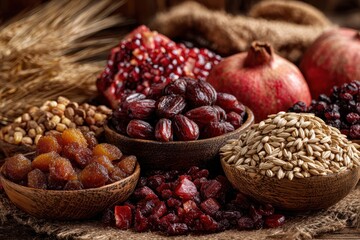 Tu Bishvat holiday festive symbols