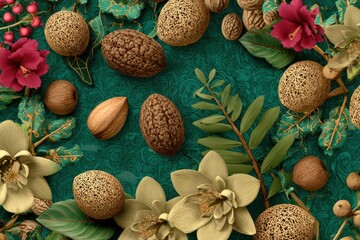 Festive Tu Bishvat Card with Floral Decorations