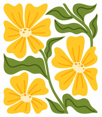 Floral abstract poster. Minimalistic botanical composition.