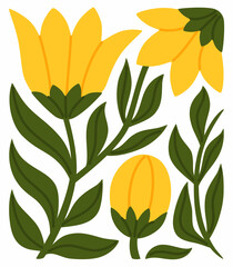 Floral abstract poster. Minimalistic botanical composition.