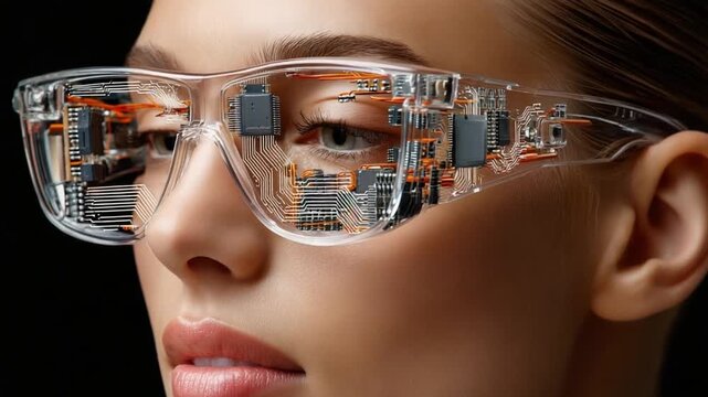 Vision of Tomorrow: Futuristic eyeglasses integrated with advanced technology reflect the user's focus on future innovation and technological advancement.