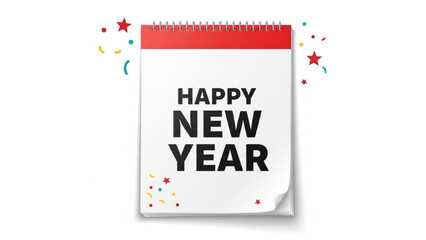 Realistic New Year Tear-Off Calendar Page with Bold Happy New Year Text Vector Illustration