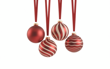 Transparent and Red Christmas ball with snow effect set