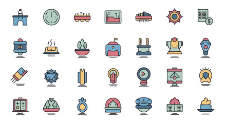 Collection of diverse icons representing various concepts and objects.