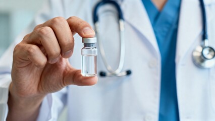 Doctor holding a vial of liquid