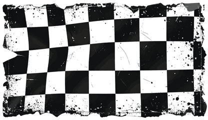 Vintage distressed checkered flag graphic with grunge texture and tattered edges, perfect for racing or sports themes