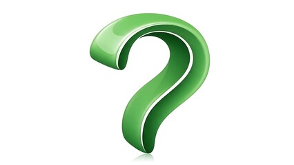 Abstract green question mark symbol isolated on a clean white background