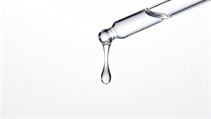 Glass dropper releasing liquid drop