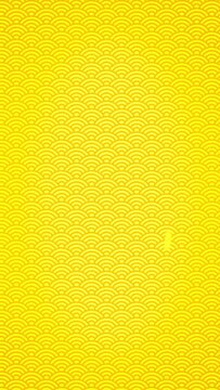 Auspicious Japanese pattern background and confetti animation vertical size (yellow)