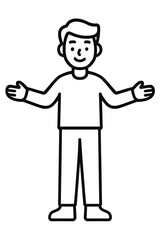 Fototapeta premium Happy young man character with open arms gesture