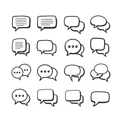Fototapeta premium Collection of hand-drawn outline speech and thought bubbles in various shapes