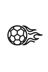 Obraz premium Fast moving soccer ball icon with stylized flame trail outline