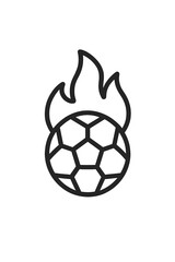 Obraz premium Dynamic soccer ball icon with intense flame effect