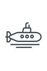 Obraz premium Outline icon of submarine navigating underwater waves