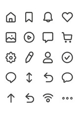 Fototapeta premium Modern outline icons for user interface navigation and application actions